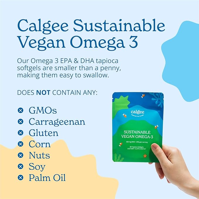 Vegan Omega 3-450mg DHA & EPA Fatty Acids - Sustainable Algae Oil - Plant-Based Fish Oil Alternative - Carrageenan-Free Softgels (120 Ct)