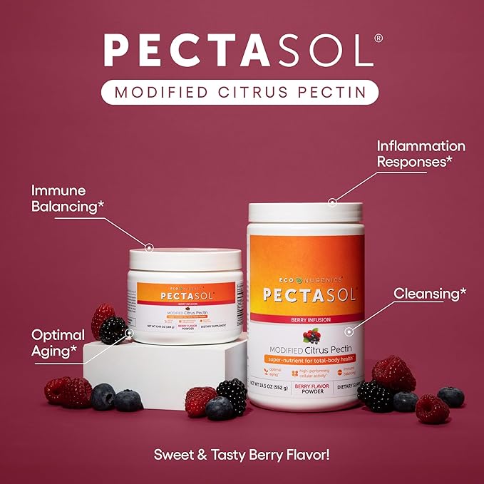 PectaSol Modified Citrus Pectin – 184g Berry Powder – Total-Body Health Supplement to Support the Heart, Immune System, Inflammation Response & Healthy Aging + Maintain Healthy Galectin-3 Levels
