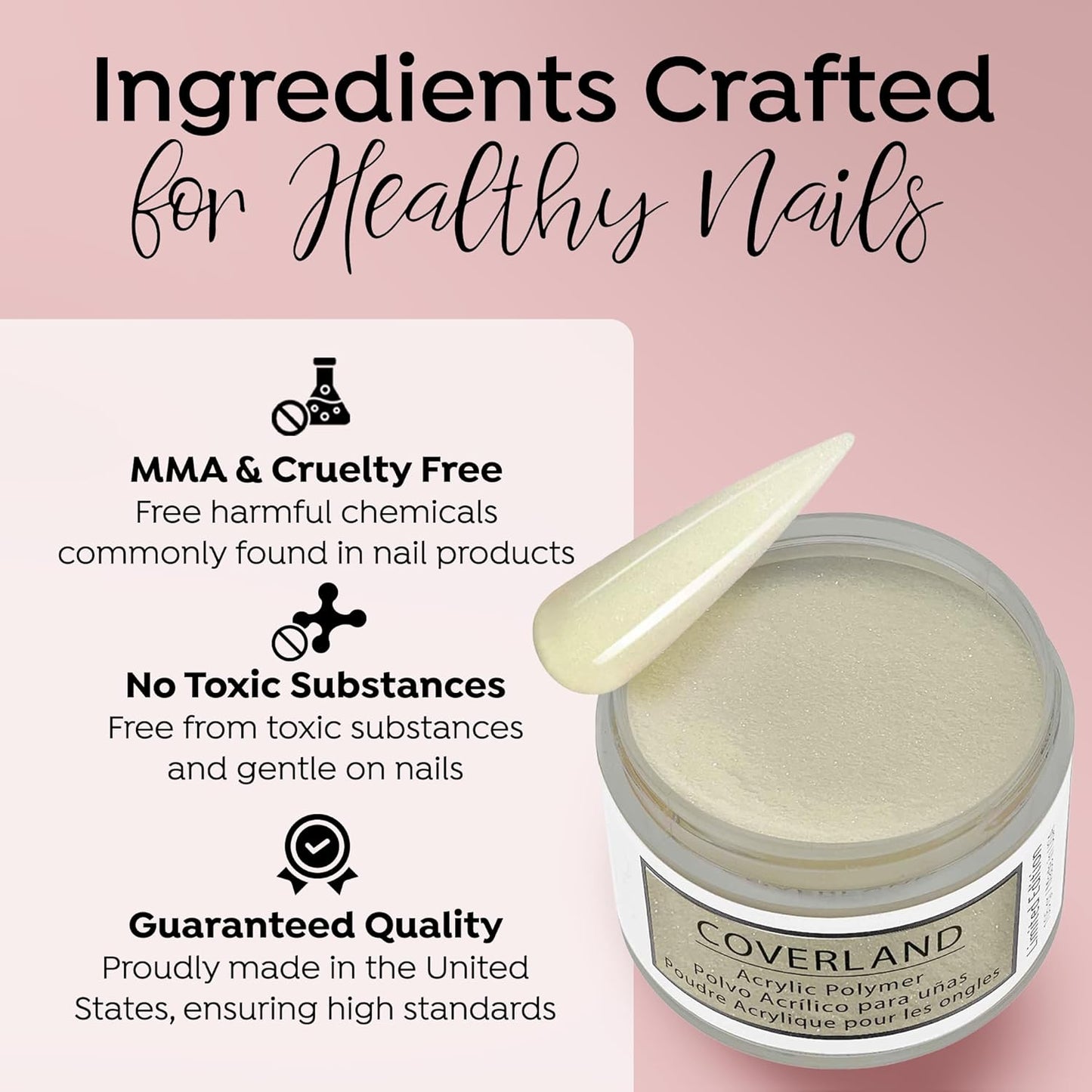 Tones Coverland Acrylic Nail Powder "Coquito" - Limited Edition Acrylic Powder for Nail Design, Sculpting, and Masking Nail Bed Imperfections - (1.5 Oz)