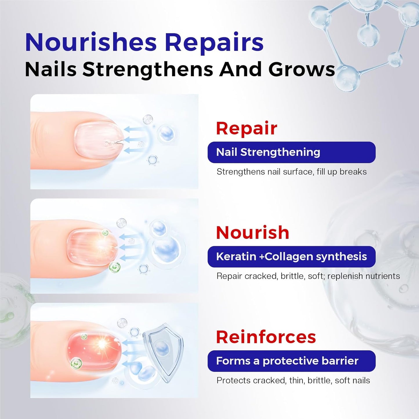 Morovan Nail Strengthener and Growth: Sparkle Pink Nail Polish Hardener for Damaged Nails Natural Concealer Foundation Air Dry Prevents Discoloration Essential Manicure Care Gift Women