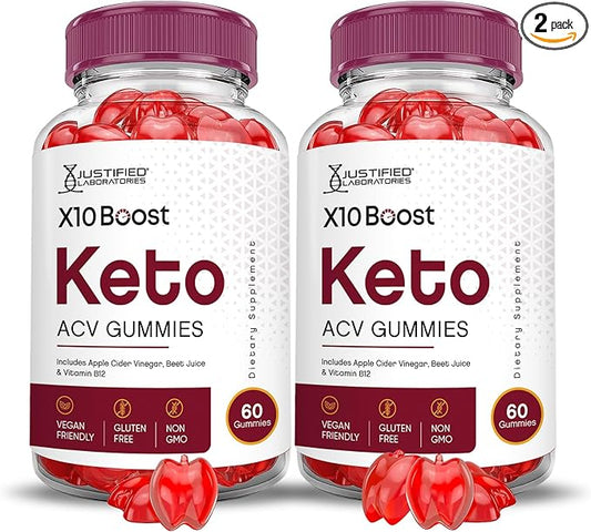(2 Pack) X10 Boost Keto ACV Gummies Advanced Formula 1000MG X 10 Boost Keto Gummies Apple Cider Vinegar Boost Formulated with Pomegranate Beet Juice Powder B12 Vegan Non GMO 120 Gummys