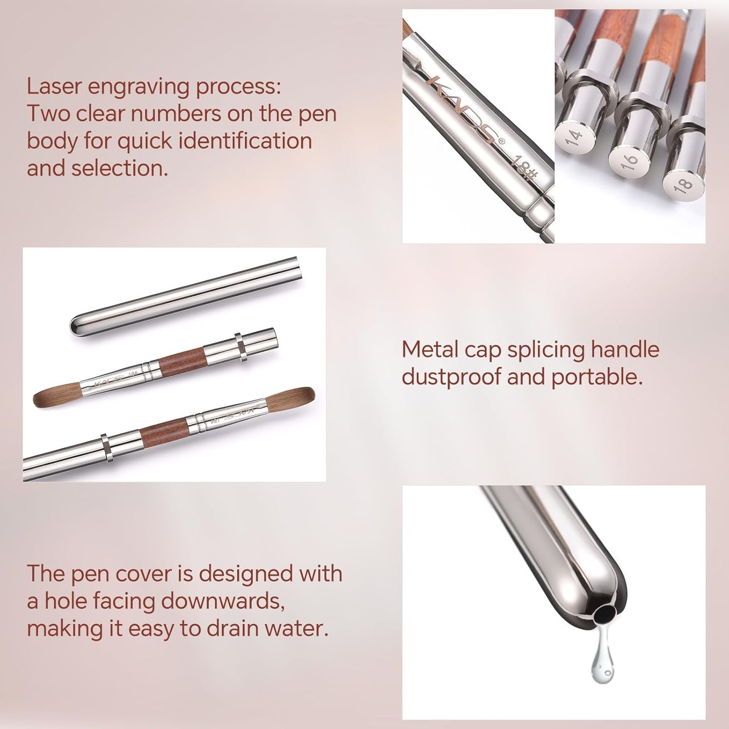 KADS Acrylic Nail Brush with Penholder Nail Brush for Acrylic Application-Oval Shaped Powder Nail Design Tools for Professional Manicure DIY Home Salon (8#)