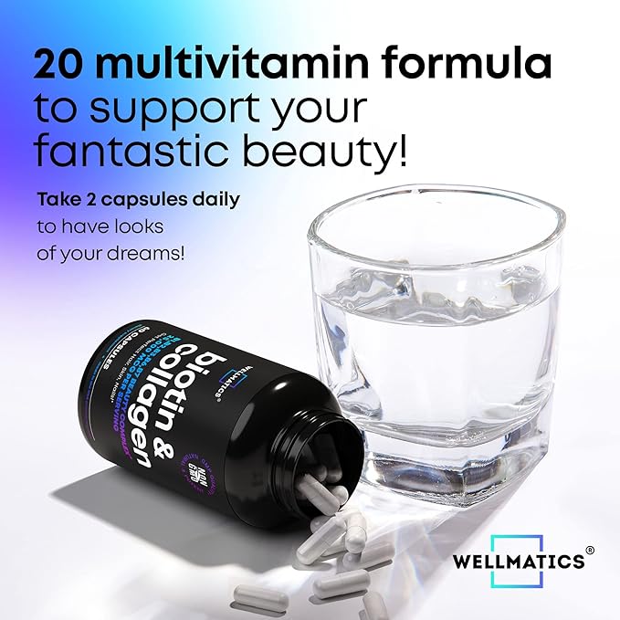 Biotin and Collagen Supplements - Hair Growth Vitamins - Made in USA - Hair and Nails Vitamins for Women - Biotin Vitamins for Hair Skin and Nails - Vitamin B Complex - Hyaluronic Acid - 60 Caps