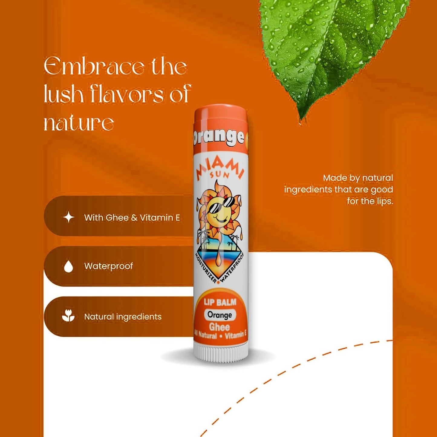 Miami Sun Natural Ghee Lip Balm, Hydrating Lip Treatment with Shea Butter & Beeswax, Organic & Non-Toxic, Best for Dry, Chapped Lips - Moisturizing, Healing, Chemical-Free Lip Care (4 Count, Variety)