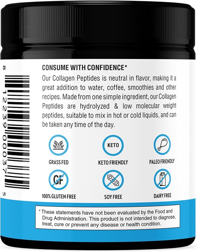 Sandhu's Collagen Peptides Powder|4.9 oz Unflavored| Grass-Fed Hydrolyzed Bovine Collagen |Made in USA| Supports Youthful Skin, Hair, Nails, Mobility, Flexibility, Joint & Bone Health