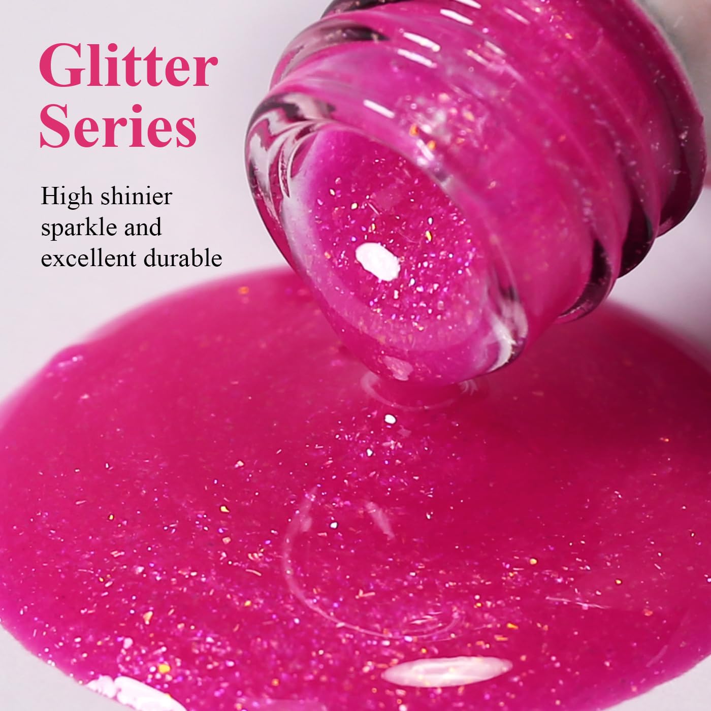 Imtiti Glitter Gel Nail Polish, Pink Iridescent Glitter Gel Polish Diamond Shimmer Sparkle Soak Off UV LED Nail Gel Polish spring summer Manicure 10ML