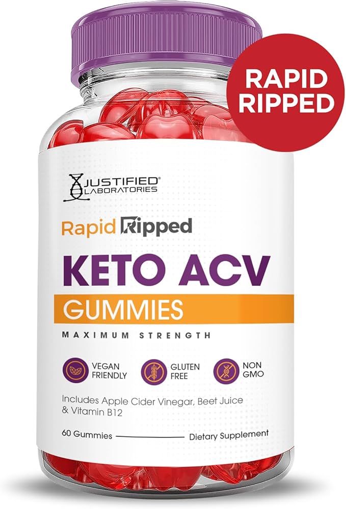 (2 Pack) Rapid Ripped Keto ACV Gummies Advanced Formula 1000MG Rapidripped Keto Gummies Apple Cider Vinegar Formulated with Pomegranate Beet Juice Powder B12 Vegan Non GMO 120 Gummys
