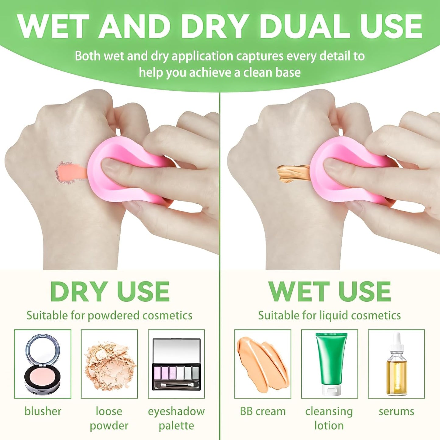 MotBach 60 PCS Pink Round Makeup Sponge, Cosmetic Sponge Round Foam Pad Eye Facial Powder Puff, Beauty Makeup Foundation Powder Blender for Women Lady All Skin Types Wet and Dry Dual Use