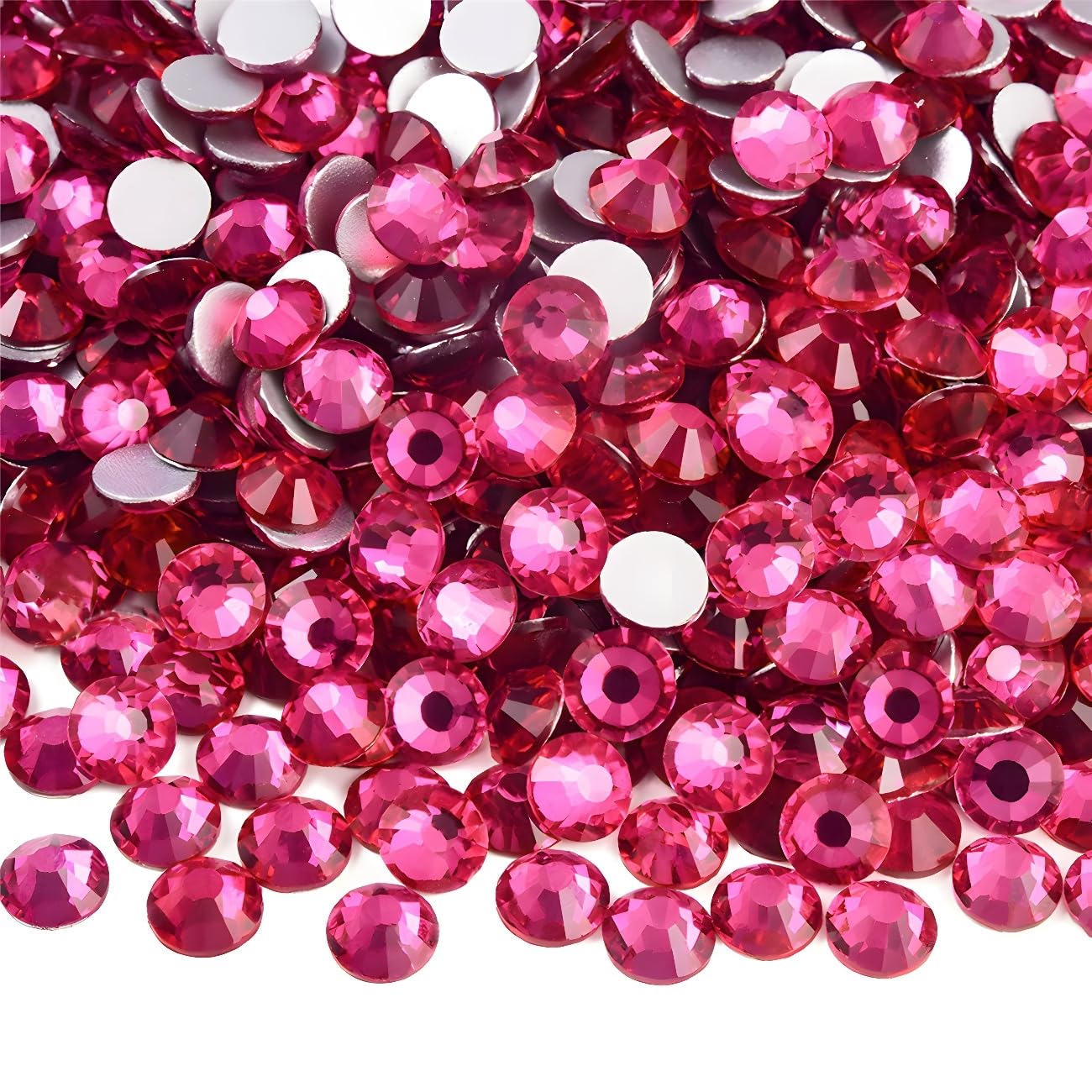 Flatback Rhinestones Round Gems for Nails Art and Crafts 2000Pcs SS16 4mm Glitter Crystals Stone DIY Bags Clothes Shoes (Dark Rose Red)