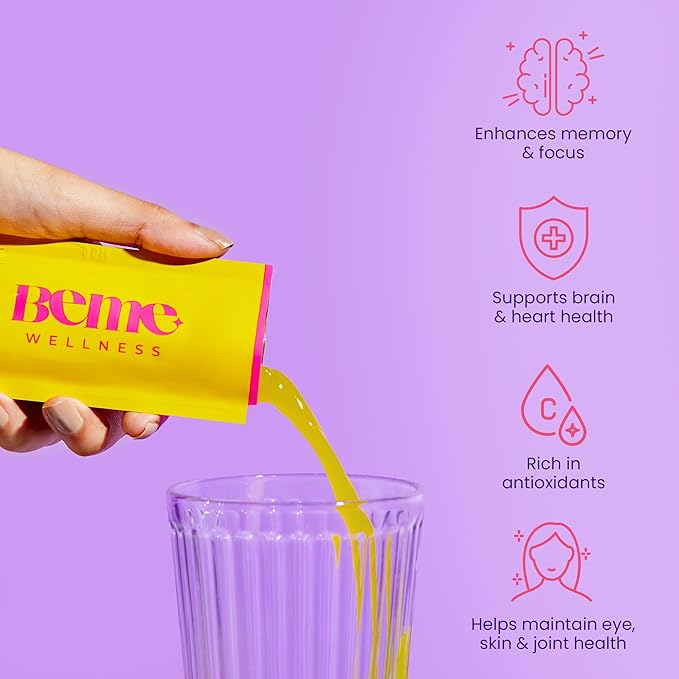 BeMe Be Sharp Liquid Omega 3 Brain Supplement - Omega 3, Turmeric Curcumin - Concentration, Brain + Memory Support. Omega 3-30 Day Supply (Fish Oil)