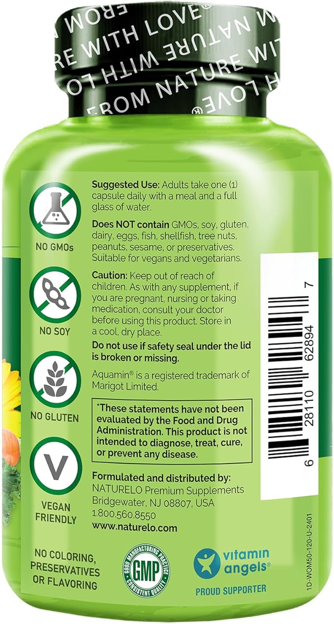 NATURELO One Daily Multivitamin for Women 50+ (Iron Free) - Menopause Support for Women Over 50 - Whole Food Supplement - Non-GMO - No Soy - 120 Capsules - 4 Month Supply