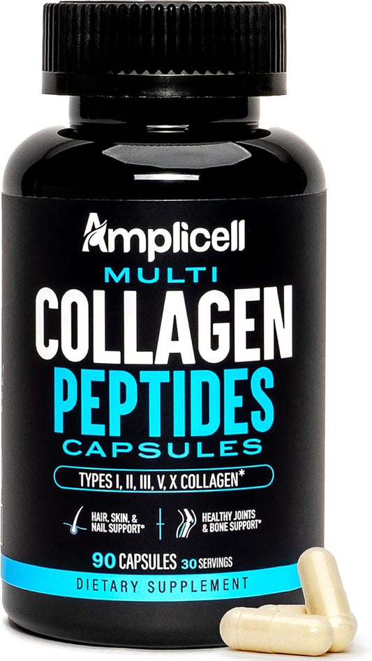 Multi Collagen Pills for Women - Collagen Supplements Fast Absorption Collagen for Women & Men - Collagen Protein Type I II III V & X - Hydrolyzed Collagen Peptides for Hair, Skin & Nails - 90 Caps