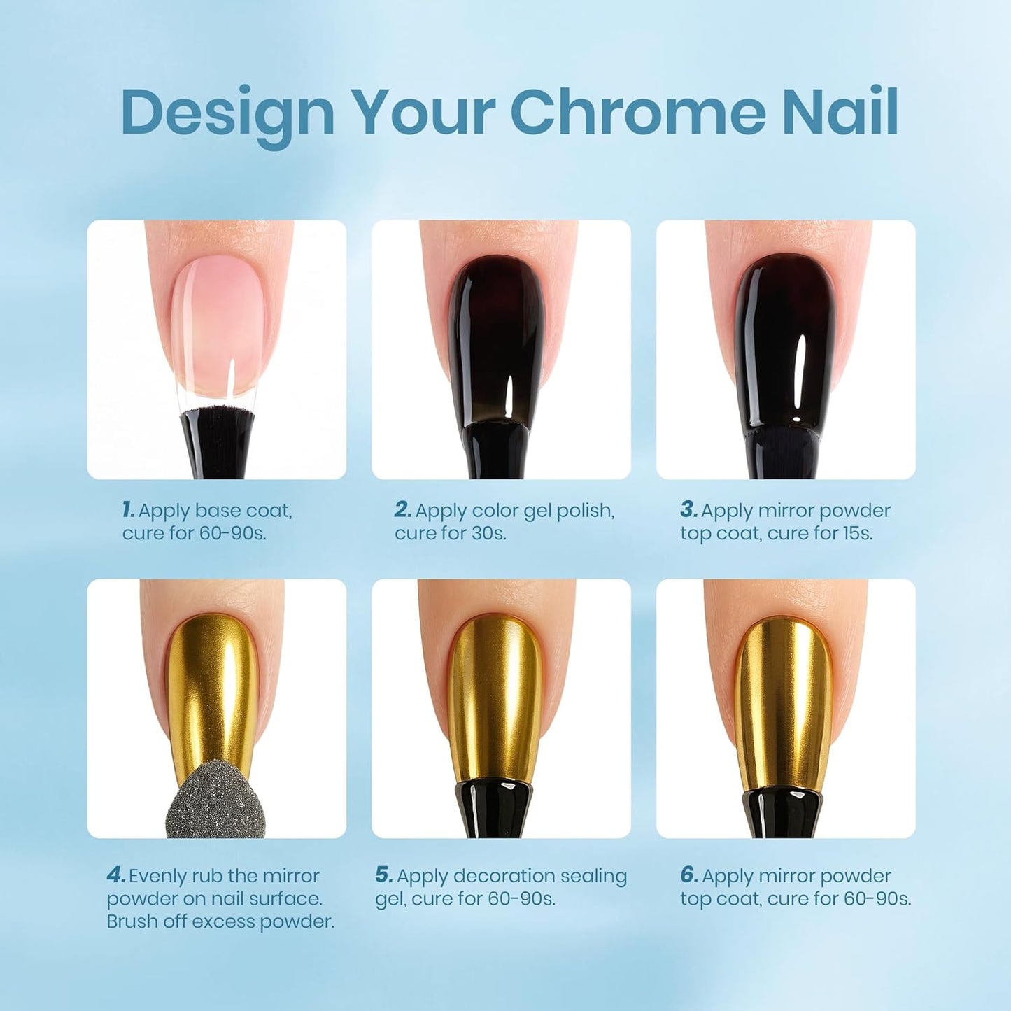 Beetles Halloween Gel Top Coat for Chrome Nail Powder: 15ml Mirror Shiny Chrome No Wipe Gloss Top coat Long Lasting Soak Off Nail Lamp for Nail Art Creation