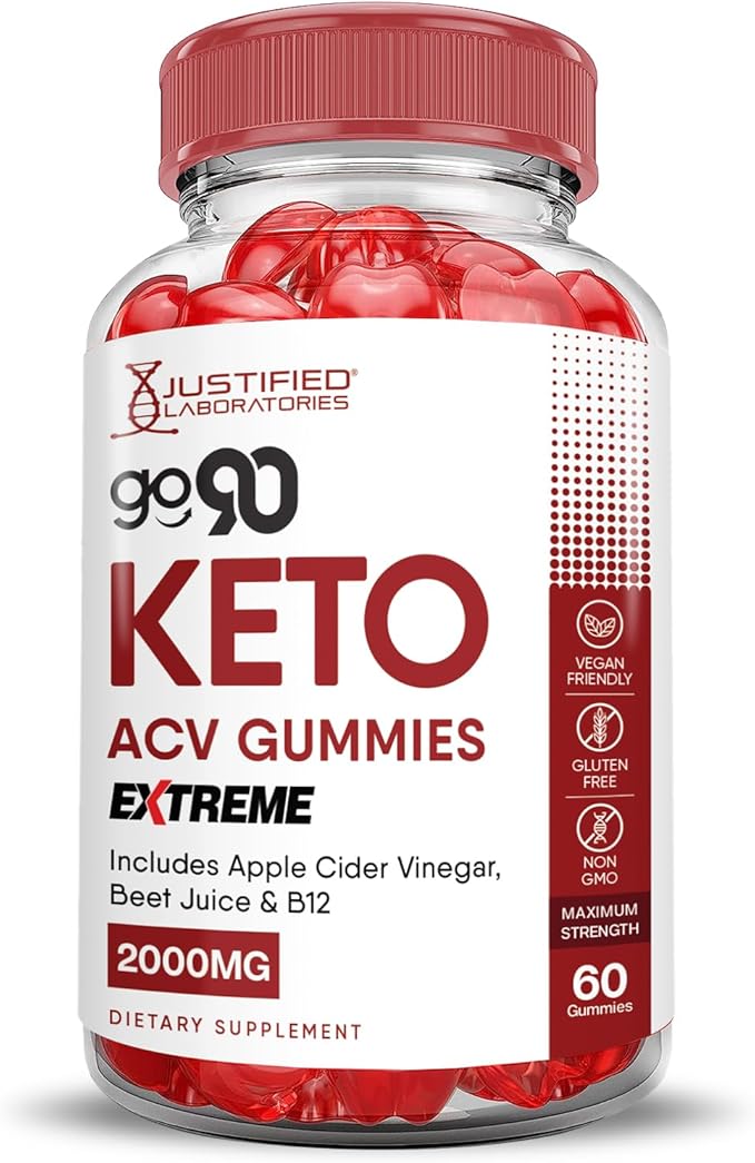 (2 Pack) Go 90 Keto ACV Gummies Extreme 2000MG Go90 Keto Gummies Apple Cider Vinegar Formulated with Pomegranate Beet Juice Powder B12 Vegan Non GMO 120 Gummys