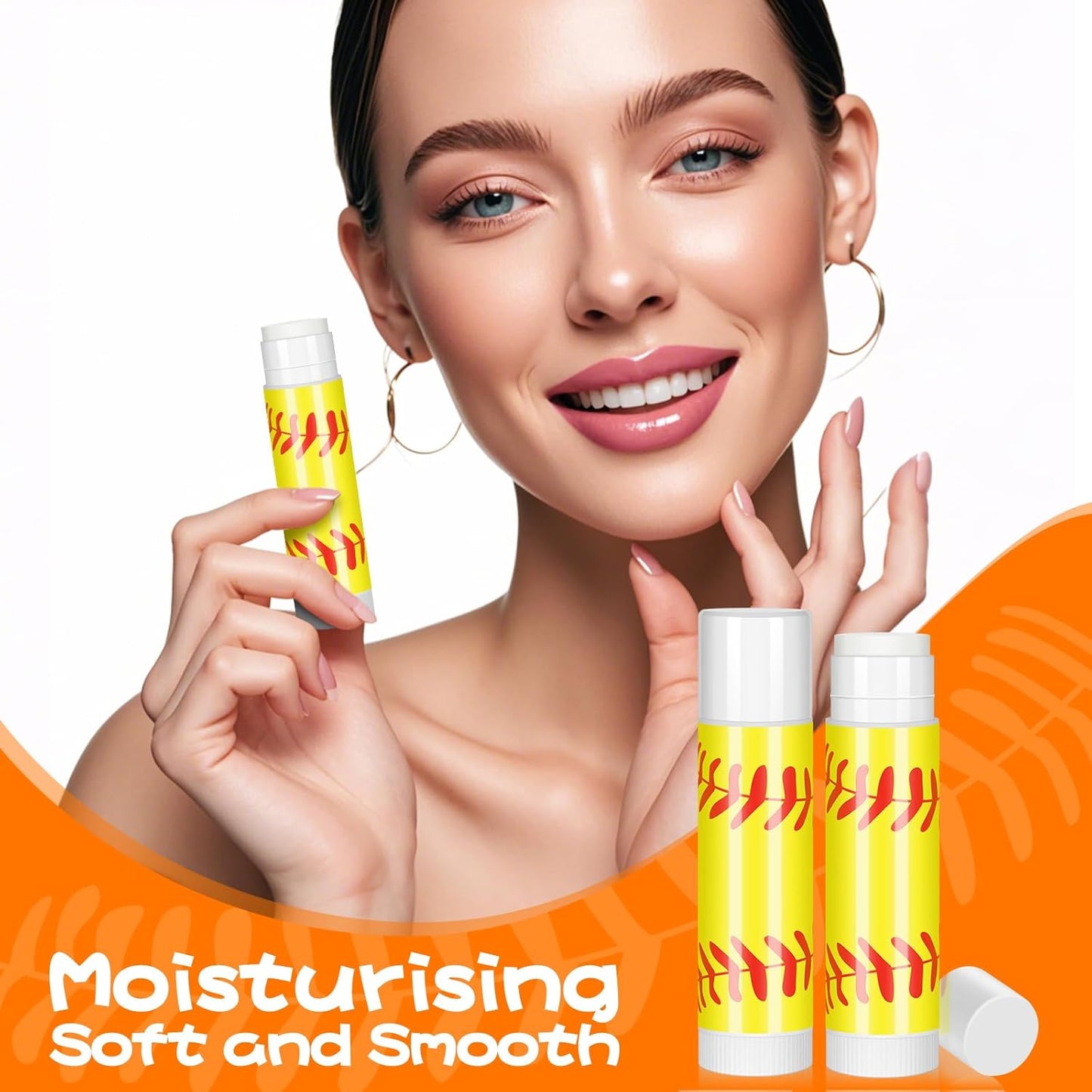 24 Pack Softball Chapstick for Softball Stadium Party Bulk Gifts,Beeswax Moisturizing Lip balm,Vanilla Flavor Plumping Lip balm for softball Team Girls kids Men Women Sports Lovers