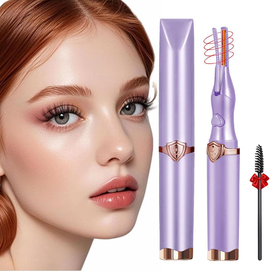 Heated Eyelash Curler, 2-in-1 Clip-Type Design, 3 Temperature Modes, USB Rechargeable Electric Eyelash Curler, Natural Curling 24H Long-Lasting Curl, Gift for Women & Girls, Purple CB