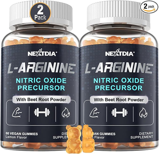 Sugar Free L Arginine Nitric Oxide Gummies 1300mg for Men & Women with L Citrulline, Beet Root, B3 | L Arginine L Citrulline Supplements for Performance, Muscle Growth & Recovery | Vegan, 120 Counts
