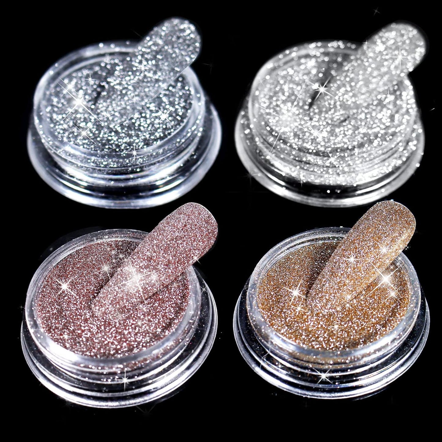 Allstarry Diamond Nail Glitter 4 Colors Sparkling Korea Reflective Diamond Glitter Dust Shiny Powder Pigment Nail Supplies for Nail Art Gel Polish Disco Party Nightclub Wedding Crafts