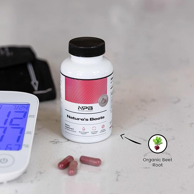 Nature's Pure Blend Organic Beets Capsule I Support Blood Flow, Blood Pressure, Heart Health I Energy Booster, L Arginine