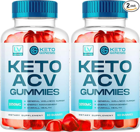 (2 Pack) Keto Genesis Keto ACV Gummies Advanced Weight Loss, Genesis Keto, Ketogenesis Keto+ACV Gummies, Keto Genesis, Keto Genesis Gummies, Ketogenesis Keto Plus ACV Gummy Supplement 1050mg, 2 Months