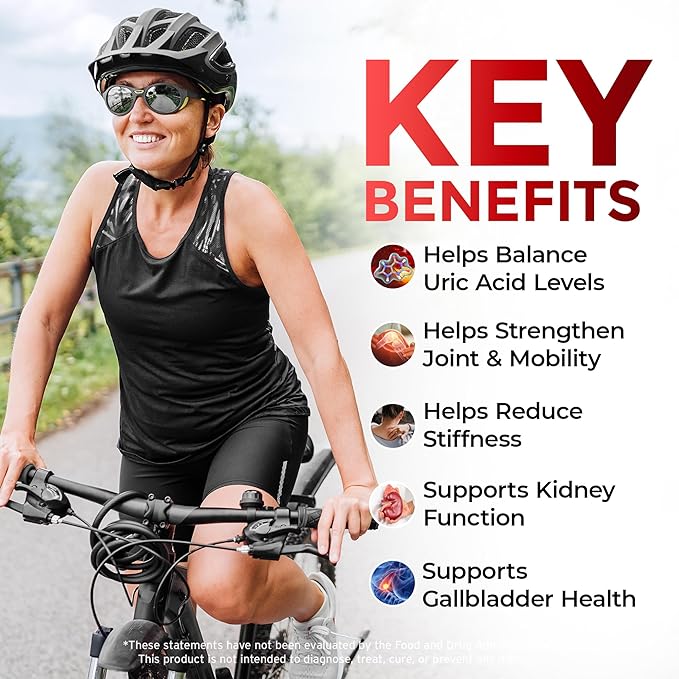 #1 URIC GO Uric Acid Cleanse Support Supplement for G.O.U.T - Natural Kidney Cleanse Detox Formula Chanca Piedra, Celery Seed, Tart Cherry, Cranberry, Pomegranate, Turmeric, Vegan Non-GMO 60 Capsules