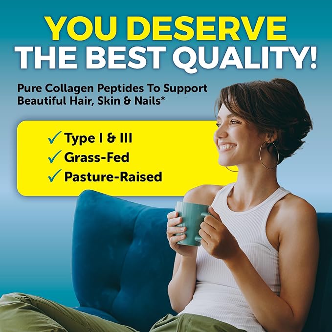 Viva Naturals Bovine Collagen Peptides Powder, 1 lb – Hydrolyzed Collagen for Women – Supporting Healthy Joints, Hair Skin and Nails – Unflavored Collagen Powder