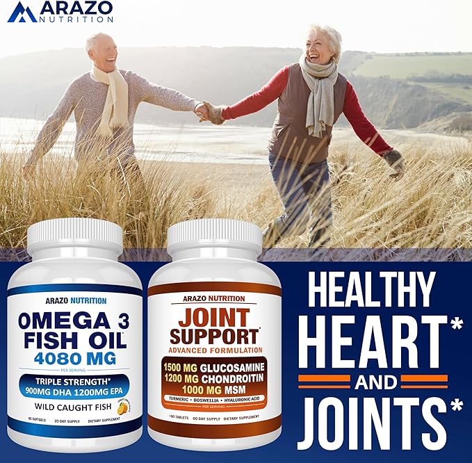 Arazo Nutrition Wild Caught Omega 3 Fish Oil – 60 Soft Gels – 4,080mg High EPA 1200mg DHA 900mg Lemon Flavor Burpless Softgels