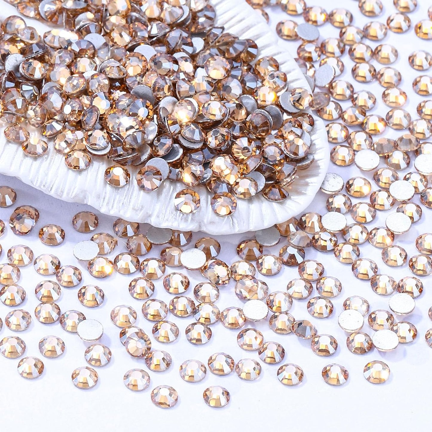 Gold Shadow Flatback Rhinestones, Glass Rhinestones for Nail Art and Craft, Glue Fix, Loose Crystal Gemstones(Gold Shadow, SS10, 1440pcs, 2.7-2.8mm)