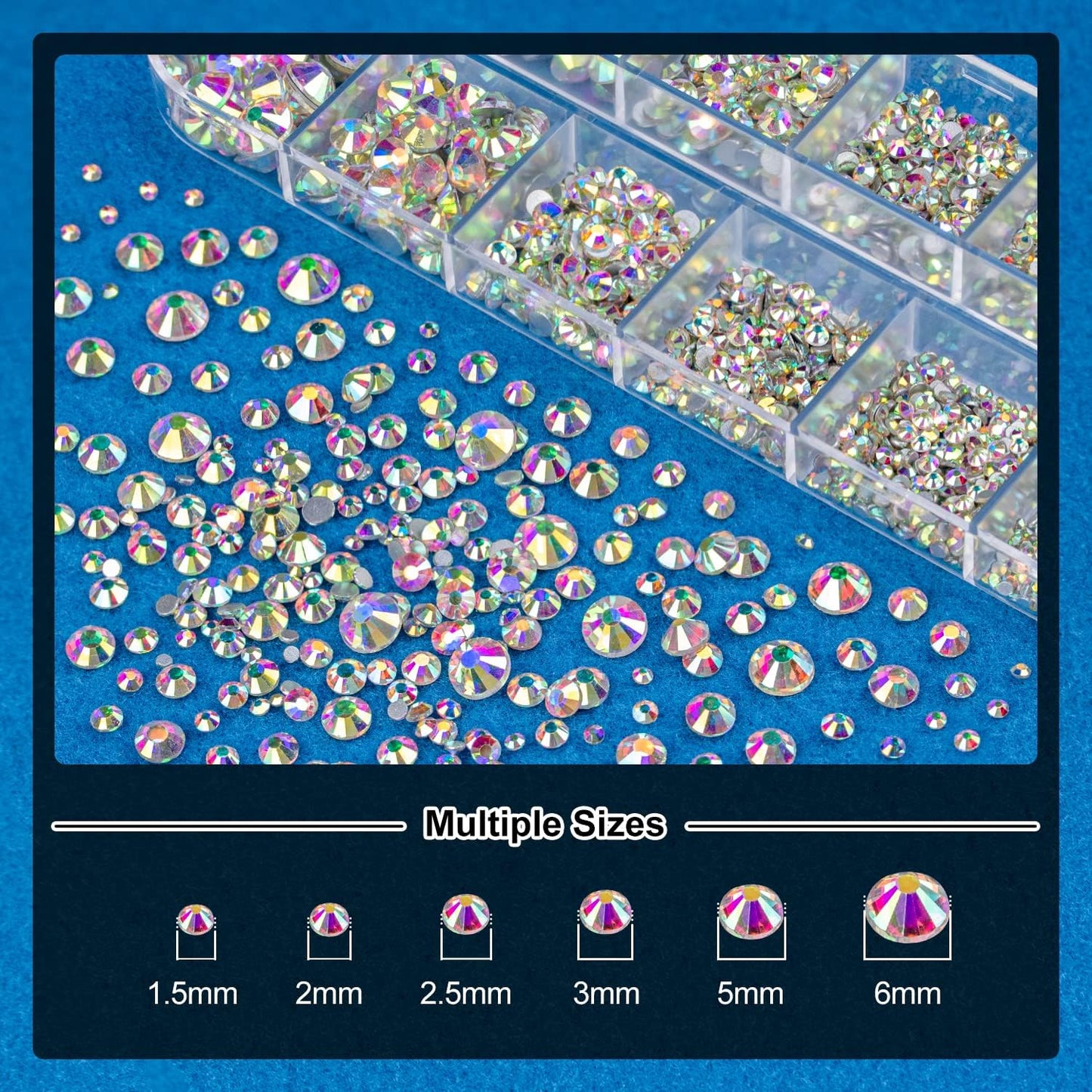 Nail Art Rhinestone Glue Gel&Flatback Gems Accessories Kit, 1 Tube of 15ml Rhinestone Gel Glue(UV/LED Needed)+1 Box of Flat-Back Round Glass Crystal AB Gemstones with Pickup Pencil and Tweezer