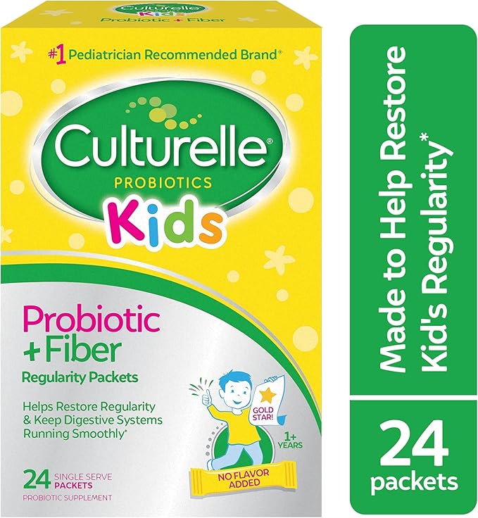 Culturelle Kids Probiotic + Fiber Packets (Ages 1+) - 24 Count - Digestive Health & Immune Support - Helps Restore Regularity (Packaging may vary)