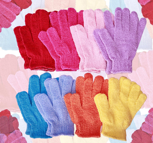 16 Pcs Exfoliating Bath Gloves Shower Gloves, 8 Colors Double Sided Exfoliating Gloves for Beauty Spa Massage Skin Shower Body Scrubber Bath Accessories, Made of Nylon