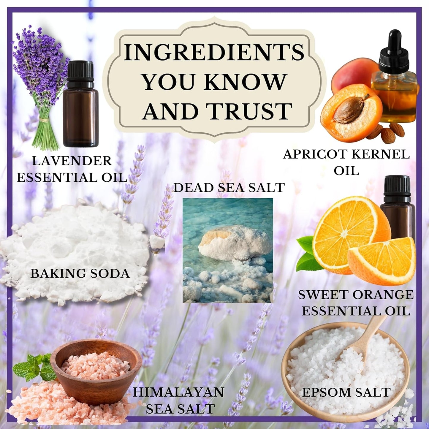 USA Made | 6 Lavender Self Care Gifts for Women, Bath Bombs (Truffles), Plant Based Dry Brush Body Brush Loofah, Epsom Salt Bath Soak, Handmade Soap, Herbal Bath Tea, Self Care Gift Box.