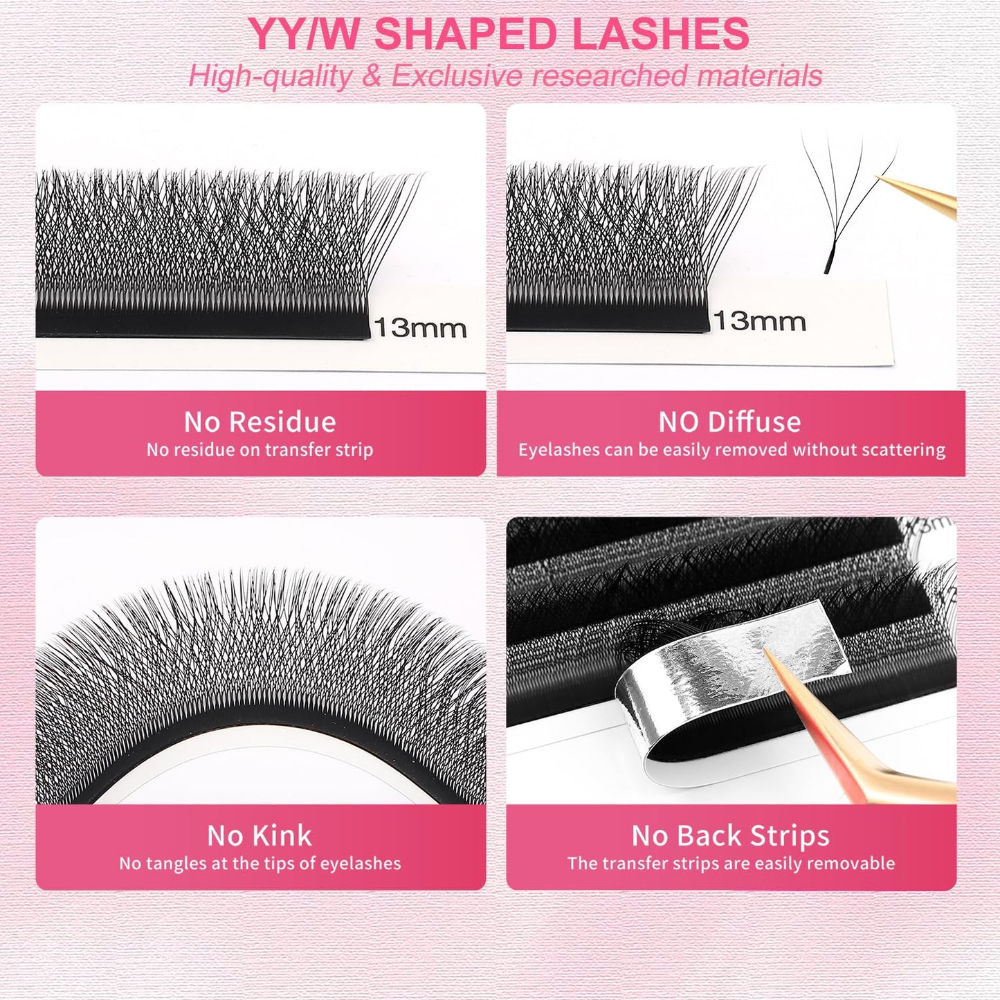W Lash Extensions Supplies 4D Eyelash Extensions W Shape 0.07mm Thickness D Curl 15mm Premade Fans Easy Fan Lashes Volume Matte Black 12 Rows Crisscross Eye Lashes(W-4D-0.07-D,15mm)