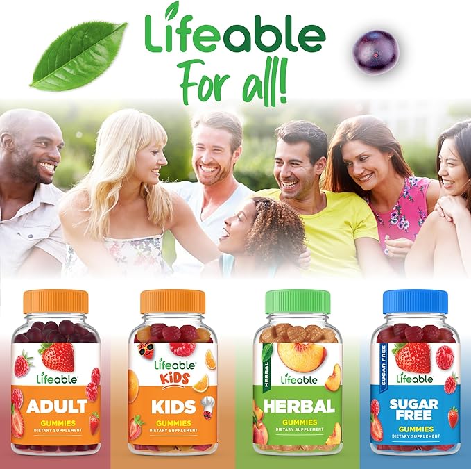 Lifeable Sugar Free Multivitamin Gummies | with Vitamin A, C, D, E, Niacin, B6, Folate, B12, Biotin, Pantothenic Acid, Iodine, Zinc | Great Tasting Adult Multivitamin Gummy | 90 Gummies