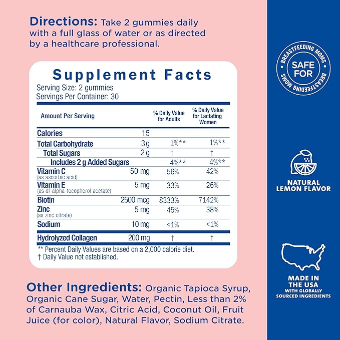 Mommy's Bliss Postnatal Support Reset My Body Gummies with Biotin & Collagen, Supports Postpartum Energy, Healing & Joint Health + Hair, Skin & Nails Health, Gluten Free, 60 Gummies (30 Servings)