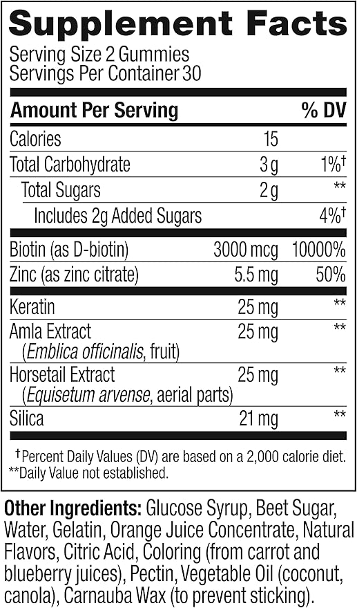 OLLY Heavenly Hair Gummy, Supports Healthy Hair, Keratin, Biotin, AMLA, Chewable Supplement, 30 Day Supply - 60 Count