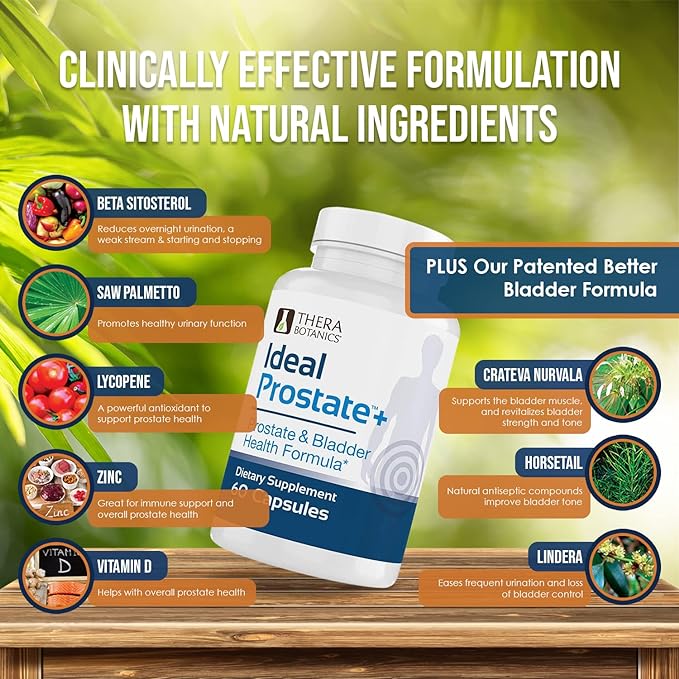 Advanced Men's Prostate Support by Ideal Prostate Plus with Saw Palmetto, Lycopene and More for Natural Prostate Relief*