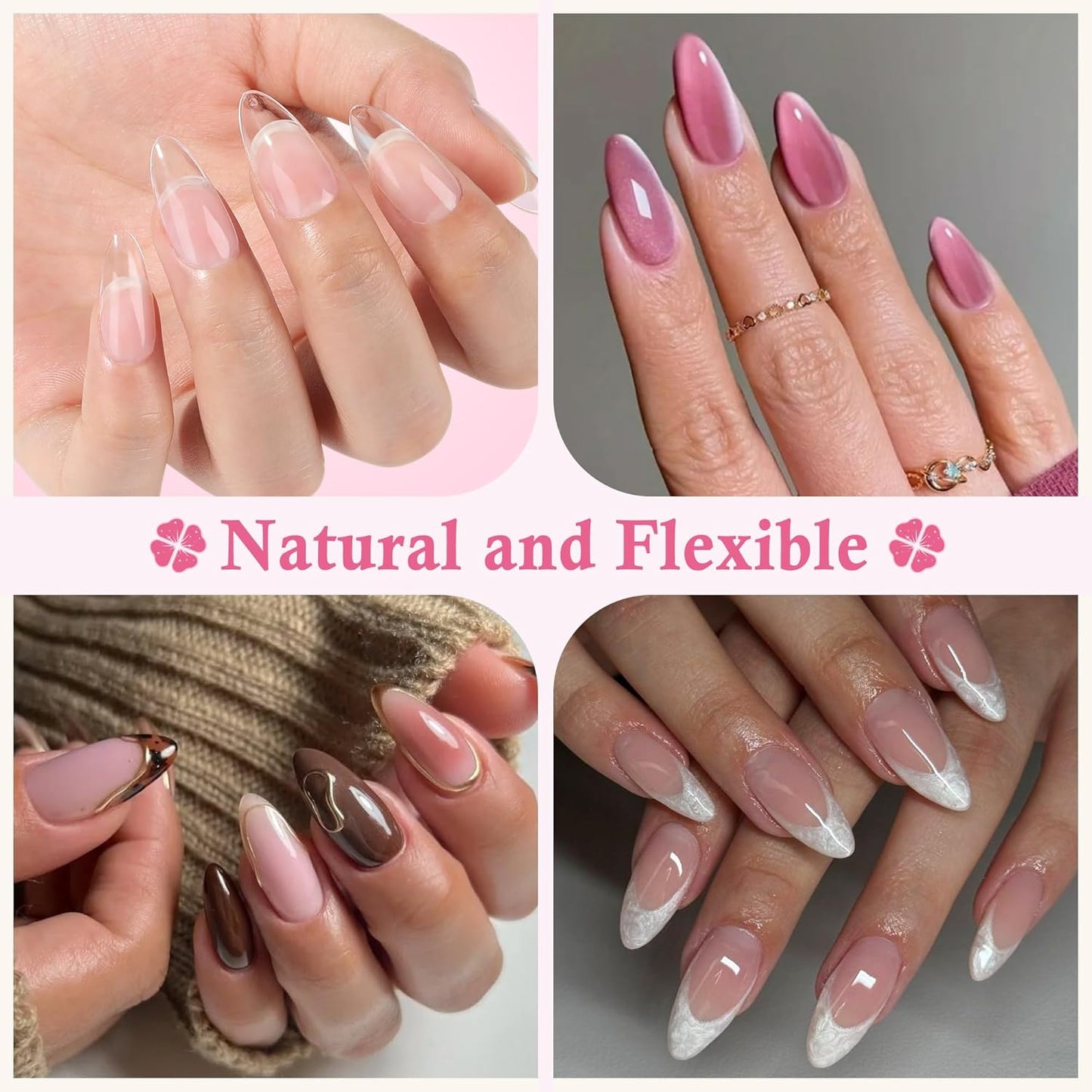 Almond Nail Tips: 240pcs Pointed Almond Soft Gel Nail Tips, Pre-shape Short Nails, Half Matte Full Cover Clear Acrylic Fake Press On Nails for Nail Extension Home Nail Art 12 Sizes Gelly Tips