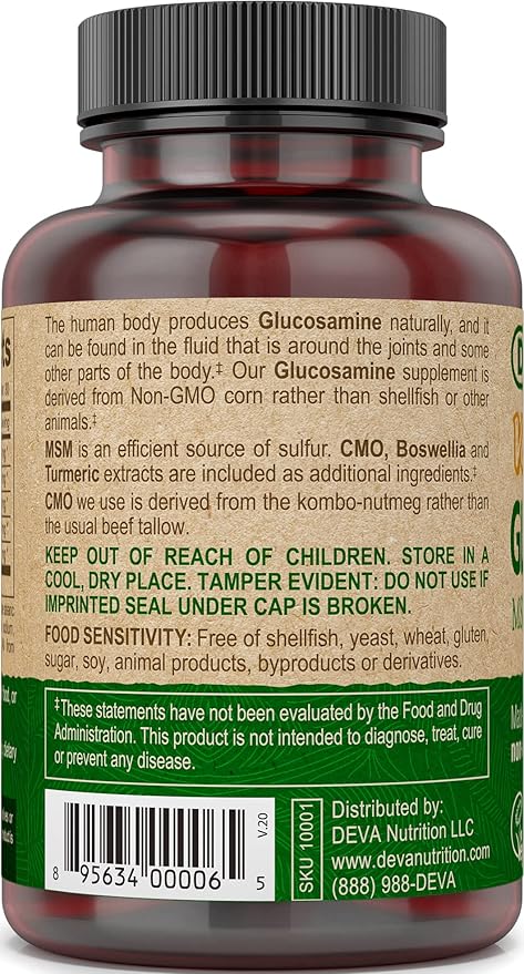 DEVA VEGAN VITAMINS VEGAN GLUCOSAMINE,MSM-CMO, 90 TAB (3 pack)