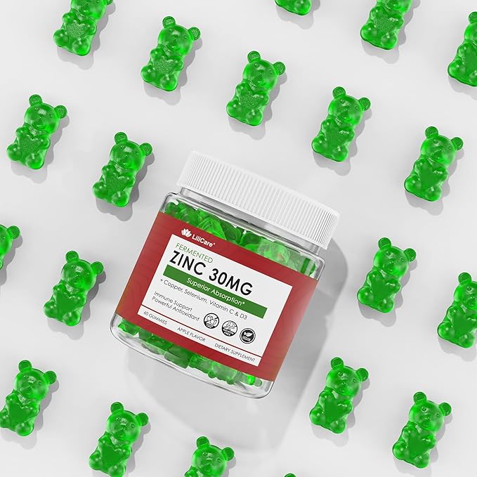 Zinc Gummies 30mg, High Absorption Fermented Zinc Supplements + Copper, Selenium, Vitamin C & D, Black Elderberry, Zinc Complex for Daily Immune Support, Powerful Antioxidant, Vegan, Sugar Free 2 Pack