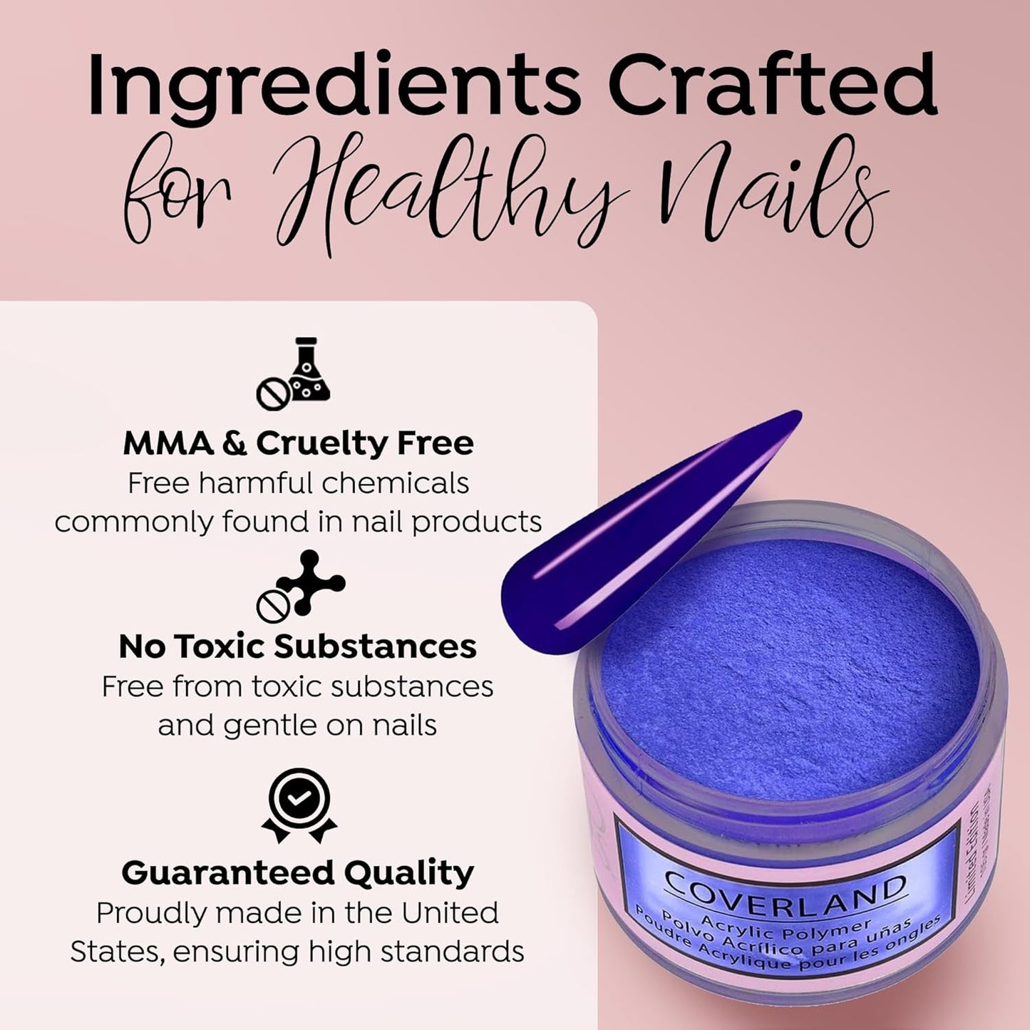 Tones Coverland Acrylic Nail Powder "Naughty Or Nice" - Limited Edition Acrylic Powder for Nail Design, Sculpting, and Masking Nail Bed Imperfections - Professional Acrylic Nail Supplies - (1.5 Oz)