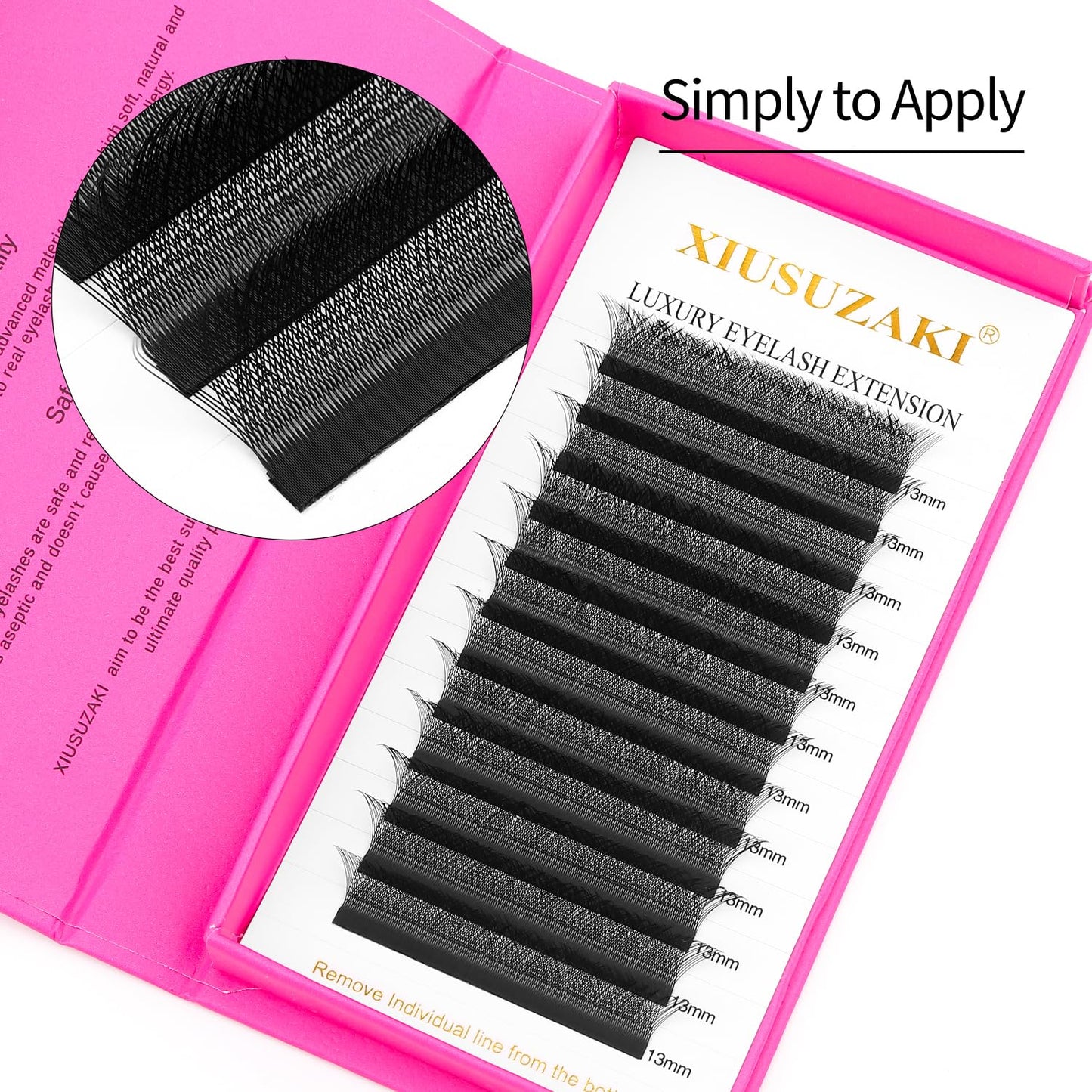 W Lash Extensions Supplies 3D Eyelash Extensions W Shape 0.07mm Thickness C Curl 9mm Premade Fans Easy Fan Lashes Volume Matte Black 12 Rows Crisscross Eye Lashes(W-3D-0.07-C,9mm)