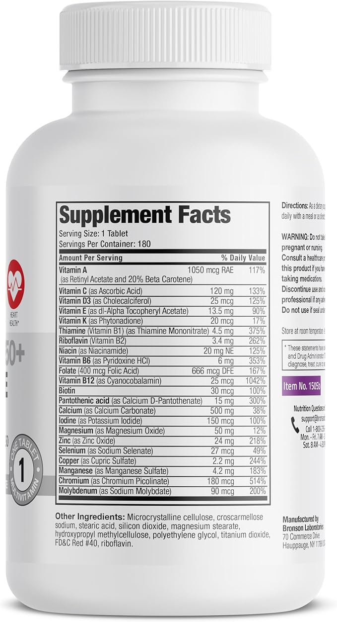 Bronson ONE Daily Women’s 50+ Complete Multivitamin Multimineral, 180 Tablets