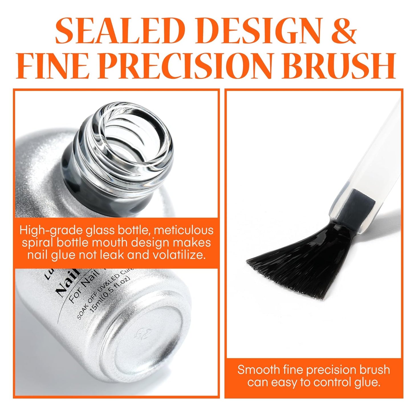 9 in One Nail Glue Gel for Acrylic Nail Tips, Super Strong Long-lasting, Curing Needed U V Extension Glue for Clear Fake Nail Tips, Press ons, Base Gel, 15ml