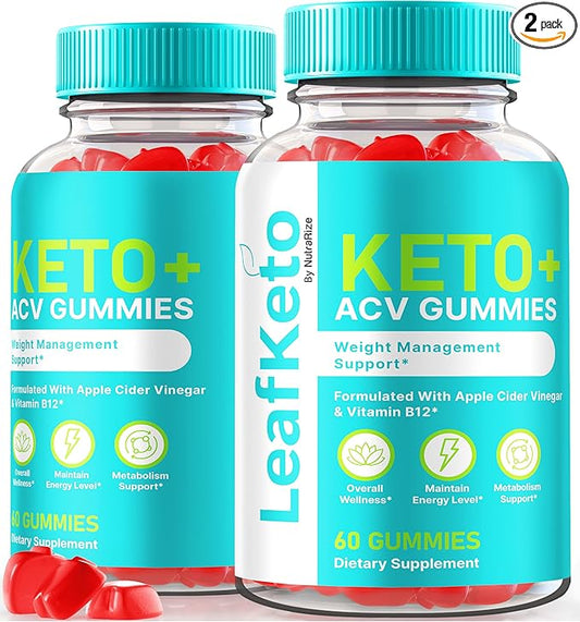 (2 Pack) Leaf Keto ACV Gummies, Official Keto + ACV Supplement, Apple Cider Vinegar, Keto Plus ACV Gummy, All Natural LeafKeto, Leaf ACV Keto Gomitas Reviews (120 Gummies)