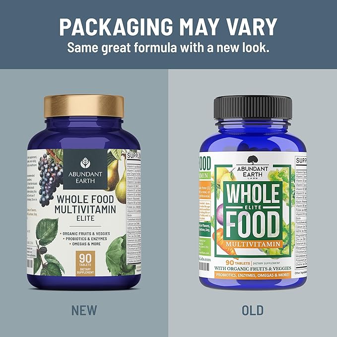 Whole Food Multivitamin for Women Daily Multi Vitamins Supplements for Men Mens Multivitamins + B Complex, Probiotic Multi Enzyme, Omegas for Organic Energy Mood Digestion 90ct-2pk