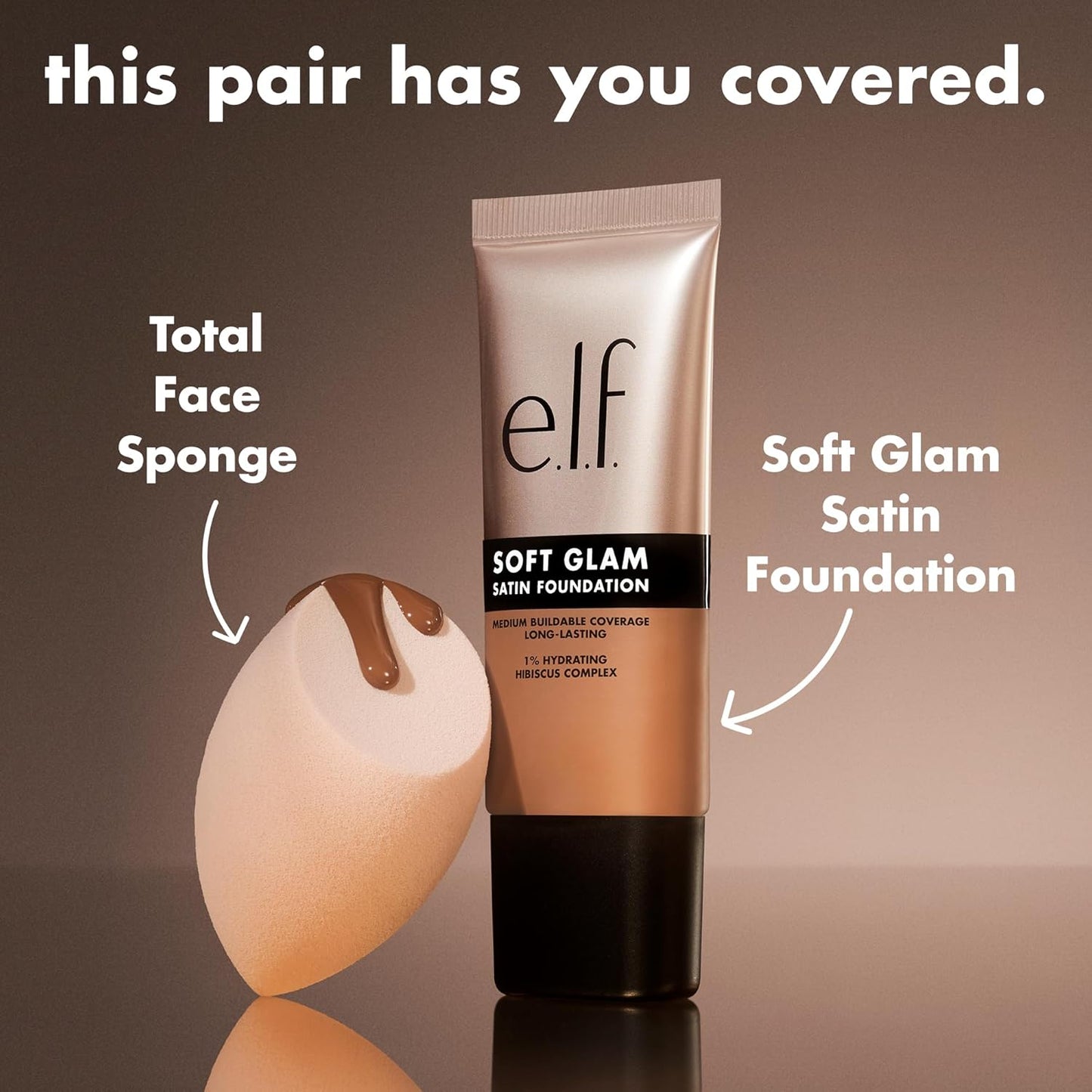 e.l.f. Soft Glam Foundation, Medium Coverage, Long-Lasting & Buildable Foundation For A Smooth, Satin Finish, Vegan & Cruelty-Free, 41 Tan Neutral