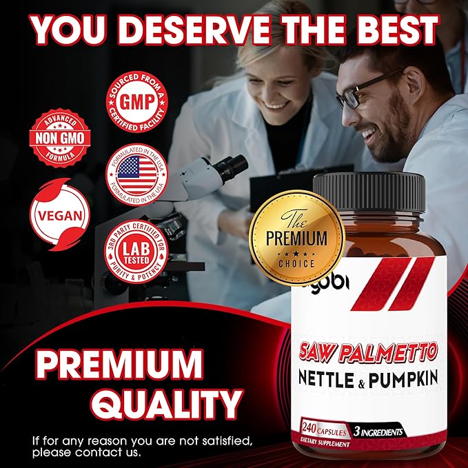 agobi 1000mg Saw Palmetto Supplement with Nettle Leaf & Pumpkin - High Extract Support for Restful Mood, Hair Health, Immune System & Energy Production - 240 Veggie Capsules for 4-Month Suppply
