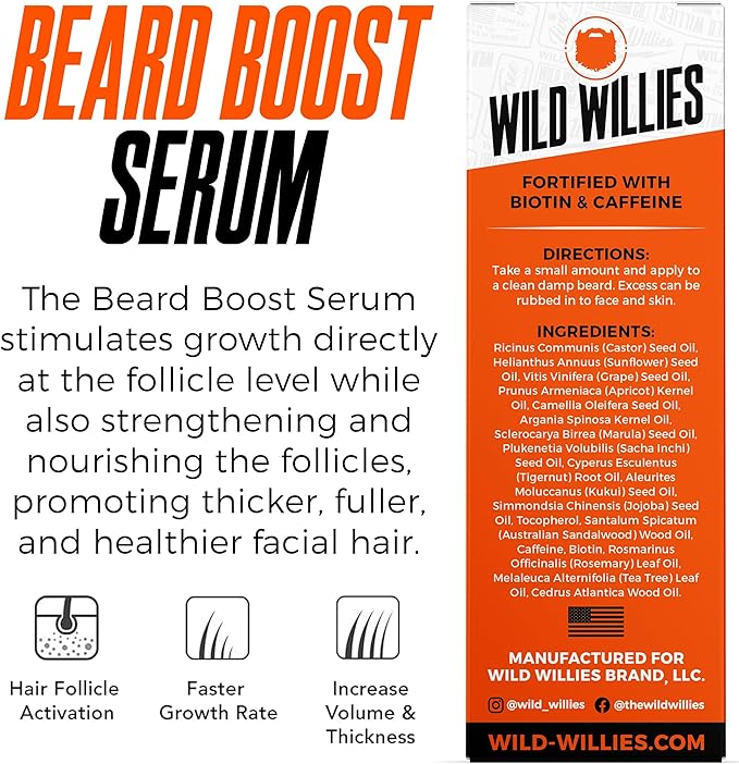 Wild Willies Beard Growth Vitamins Supplement Beard Growth Pills for Fuller & Thicker Beard, Formulated with Biositol Complex & 19 Hair Grooming Nutrients - 60 Capsules