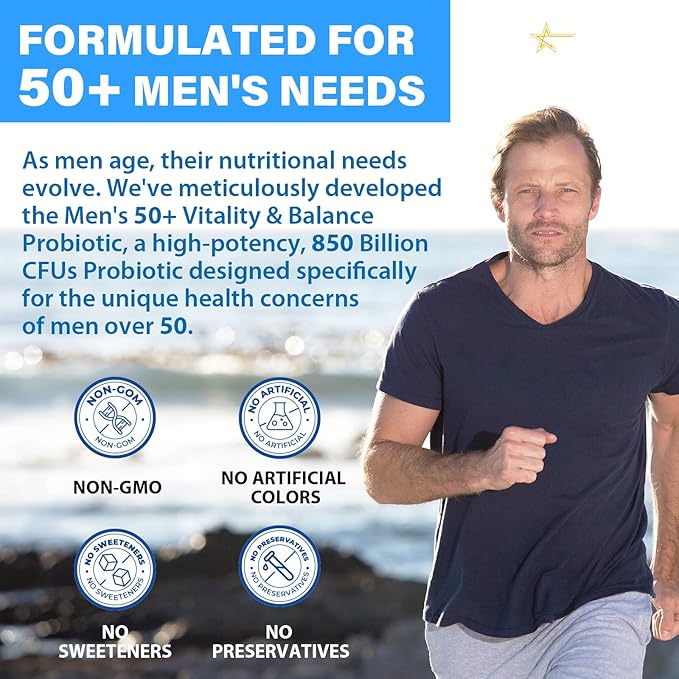 Probiotics for Men, Advanced 50+ Mens Probiotic, Comprehensive Gut & Energy Support with 850 Billion CFU, 1800mg Prebiotics Fiber – Tailored Wellness mens probiotics for gut health over 50, 630Capsule